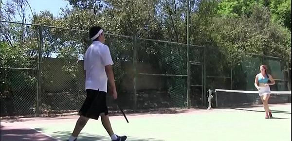  Redhead tennis player boned by her coach